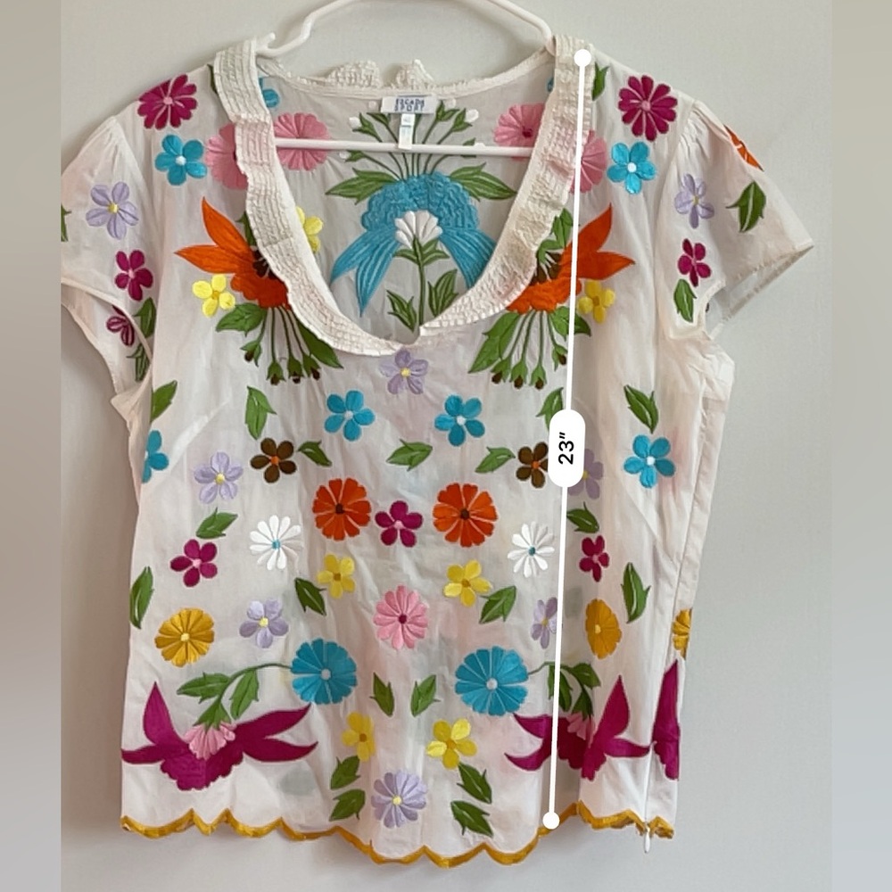 Vintage embroidered Escada Sport cotton blouse | Size L - Picture 6 of 10